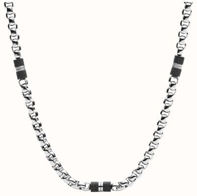 Fossil Men's Stainless Steel Black Bead Chain Necklace JF03314040