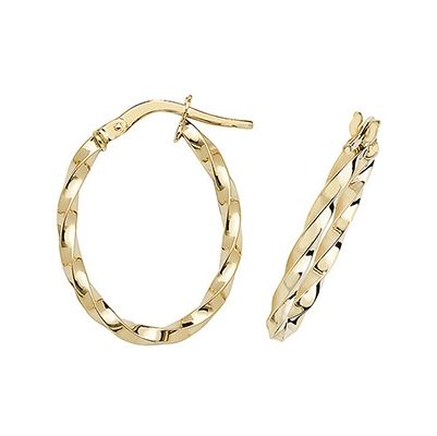 James Moore TH ER1008-V3 9k Yellow Gold Oval Hoop Earrings Jewellery