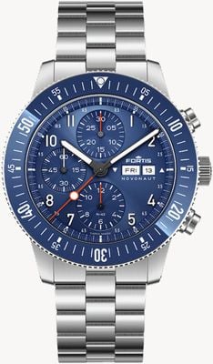 FORTIS Novonaut N-42 Stratosphere-Tested Manufacture Chronograph (42mm) Cobalt Blue Edition On Bracelet F2040012