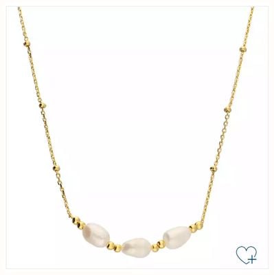 James Moore CME JAMES MOORE Silver Gold Plated 3 Pearl Bead Necklace H4916/Y