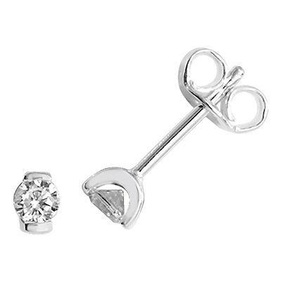 Treasure House G51024 Silver Round Cubic Zirconia Stud Jewellery