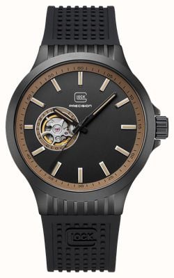 GLOCK Precision Open-Heart Automatic (44mm) Black Dial / Black RTF-Textured Silicone Strap GW-13-2-24