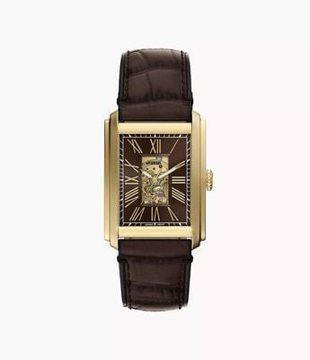Fossil Carraway 30 mm Automatic Brown Croco Leather Watch ME3281