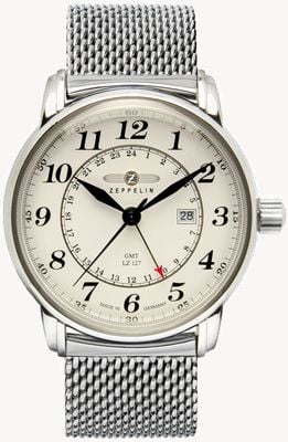 Zeppelin Men’s Quartz Watch With Dual Time And Metal Strap 7642M5