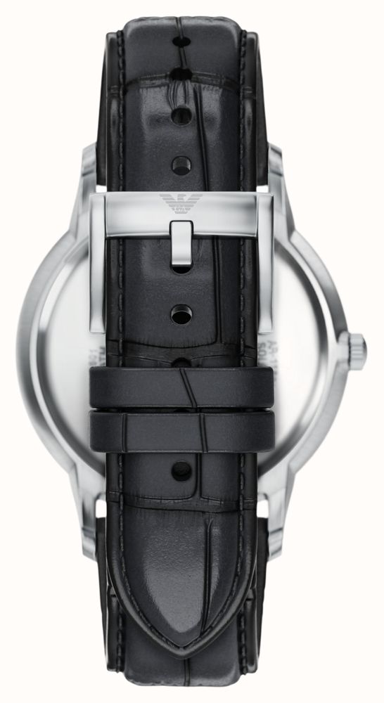 Emporio Armani Three-Hand Quartz (43mm) Black Sunray Dial / Black Leather Strap AR11826 - alternate view 3