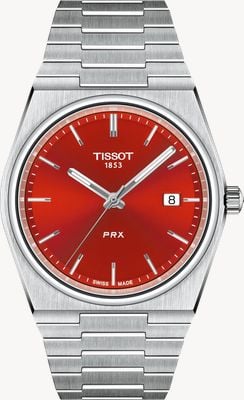 Tissot PRX Quartz (40mm) Red Dial / Stainless Steel Bracelet T1374101142100