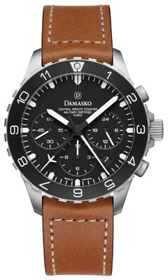 Damasko DC86/2 Chronograph Manufacture Automatic (42mm) Black Dial / Brown Snow Calf Leather Strap DC86/2 BROWN CALF LEATHER