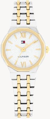 Tommy Hilfiger MACKENZIE Three-Hand Quartz (25mm) Textured White Dial / Two-Tone Stainless Steel Bracelet 1782888