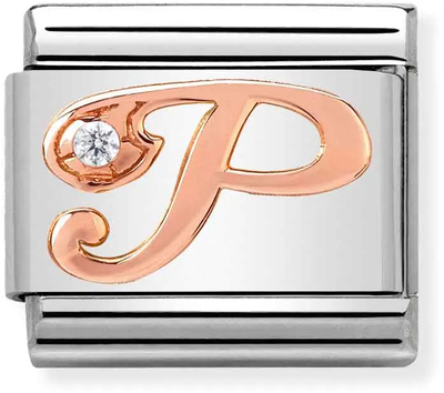 Nomination Classic Letter P 9ct Rose Gold & Steel Charm 430310/16