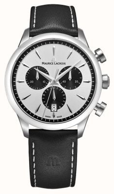 Maurice Lacroix 1975 Quartz Chronograph (40mm) Silver Sun-Brushed Dial / Black Leather Strap 751038-SS001-130-2