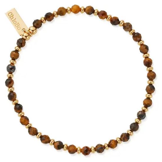 ChloBo GBTEMDM MAN Tiger Eye Mini Disc Bracelet - Gold Jewellery