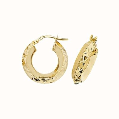 James Moore TH 9k Yellow Gold Hinged Hoop Earrings 10 mm ER1018-10