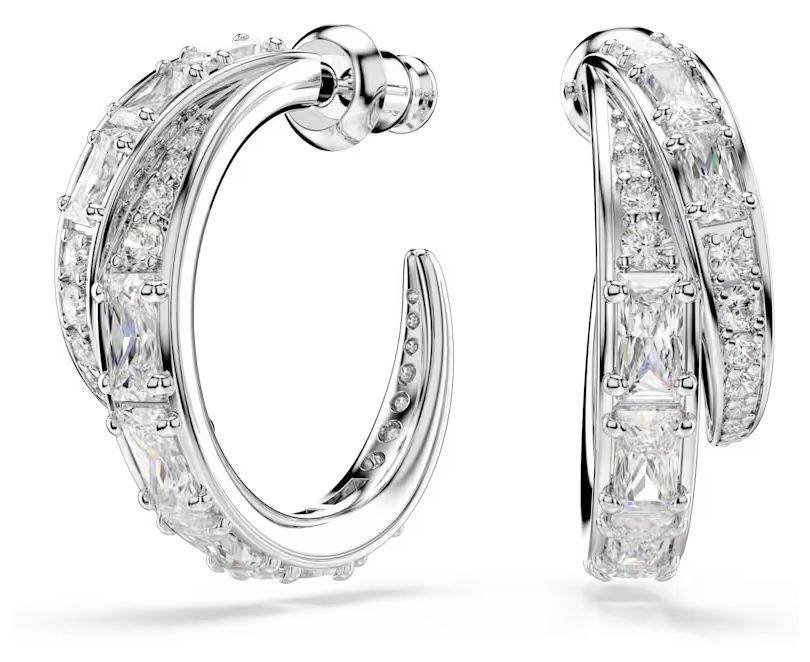 Swarovski 5749069 Vienna hoop earrings, Mixed cuts, White, Jewellery