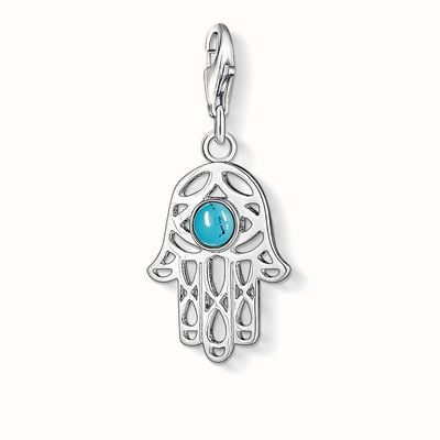 Thomas Sabo Hand Of Fatima Charm Turquoise 925 Sterling Silver/ Simulated Turquoise 1052-404-17