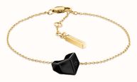 Calvin Klein Ladies Faceted Black Heart Gold-Tone Stainless Steel Bracelet 35001001