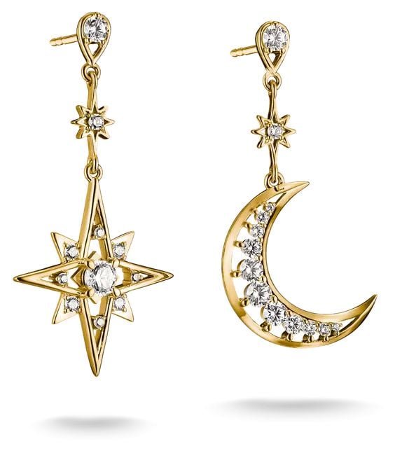 Thomas Sabo H2379-M01-14 Moon and Star Earrings with white Jewellery