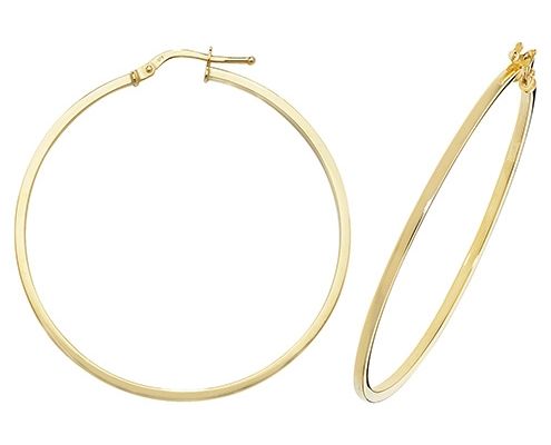 James Moore TH ER1007-40 9k Yellow Gold Hoop Earrings 40 mm Jewellery