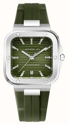 Herbelin Cap Camarat Square Automatic (39mm) Khaki Green Dial / Khaki Green FKM Rubber Strap 1646A116CK