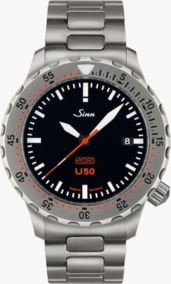 Sinn U50 HYDRO TEGIMENT 5000m (41mm) Black Dial / Stainless Steel H-Link Bracelet Watch 1051.030 H-LINK