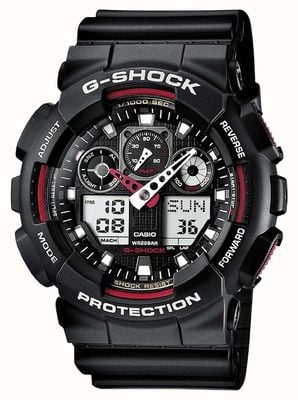 Casio G-Shock Chronograph Alarm Black Red GA-100-1A4ER