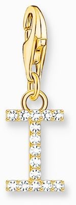Thomas Sabo Charm Pendant Letter I With White Stones Gold Plated 1972-414-14
