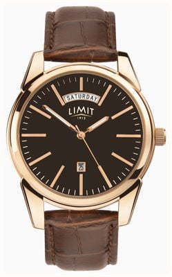 Limit Day/Date Quartz (40mm) Black Dial / Brown Croc Grain PU Leather Strap 5484