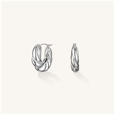 Rosefield Jewellery Twisted Silver Stainless Steel Hoops JETHS-J979