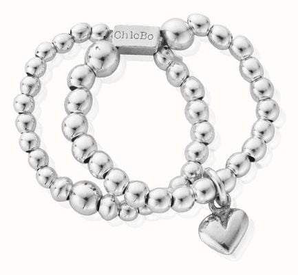 ChloBo Mini Puffed Heart Double Ring - Medium SR2D1199