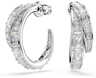 Swarovski Vienna hoop earrings, Mixed cuts, White, Rhodium plated 5749069