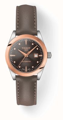 Tissot T-My Lady Automatic 18K Gold Brown Leather Strap T9300074629600