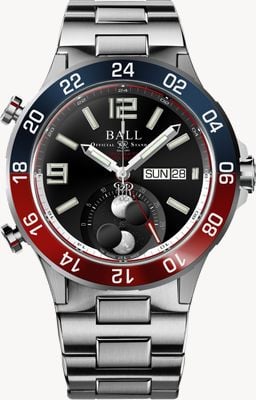 Ball Watch Company Roadmaster Marine GMT Moon-Phase (42mm) Black Dial / Titanium & Stainless Steel Bracelet DG3220A-S1CJ-BK