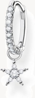 Thomas Sabo Crystal Set Sterling Silver Single Hoop Earring with Crystal Set Star Pendant CR707-051-14