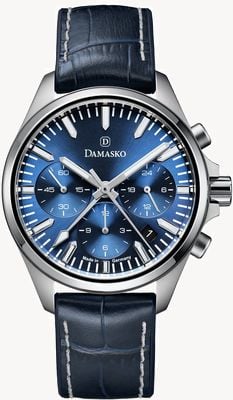 Damasko DC96 Chronograph Manufacture Automatic (41mm) Blue Sunray Dial / Blue 'Max Sport' Leather Strap Watch DC96 BLUE(MAX SPORT)
