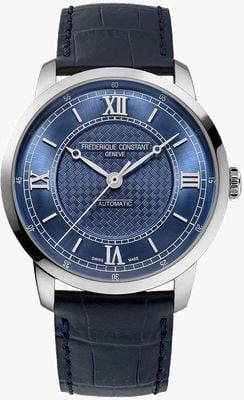 Frederique Constant Première Automatic (38.5mm) Blue Embossed Sunray Dial / Blue Calf Leather Strap FC-301N3B6