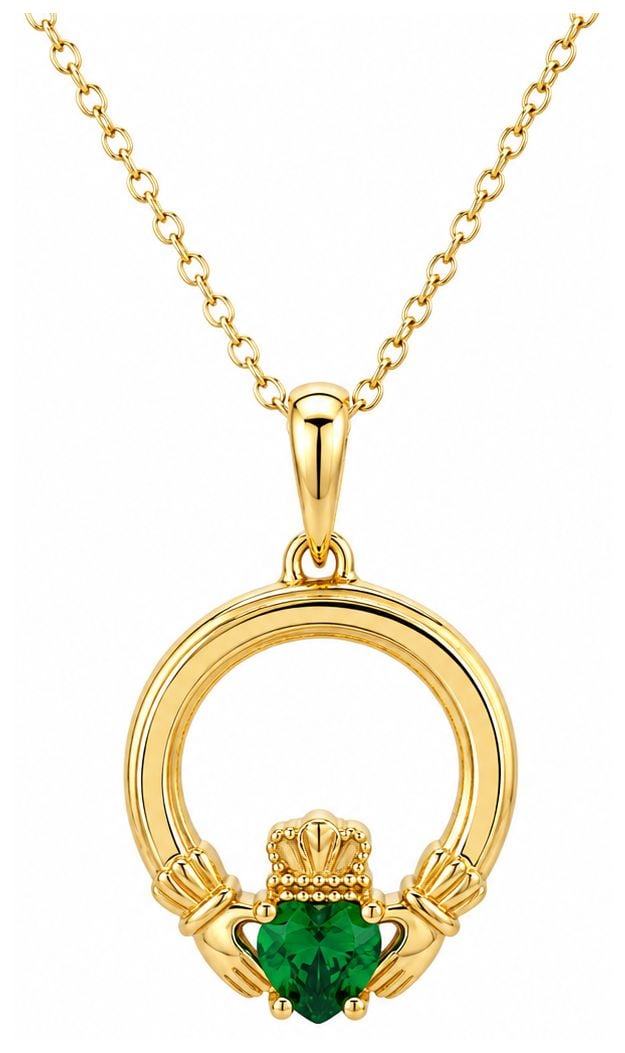 Burren Jewellery P1876 18K Gold Plated Claddagh Pendant With