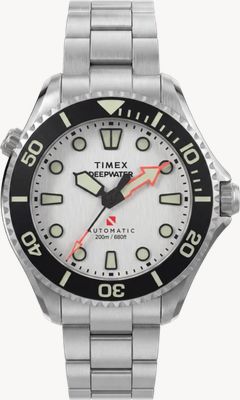 Timex DEEPWATER MERIDIAN Mens Stainless Steel Bracelet With White Dial TW3A01600