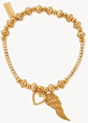 ChloBo Pattern Noodle Disc Heart And Angel Wing Bracelet GBHNCD006711