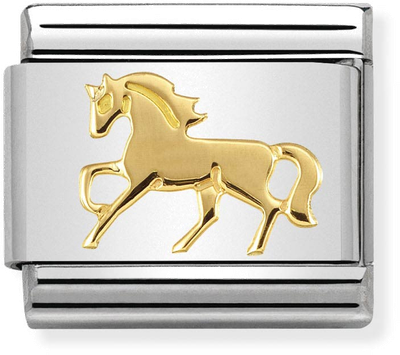 Nomination Classic Galloping Horse 18ct Gold & Steel Charm 030149/26