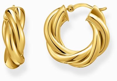 Thomas Sabo Intertwined Design Gold-Plated Sterling Silver Hoop Earrings 20mm CR742-413-39