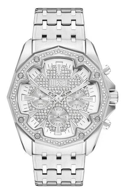 Diesel DZ4734 Stinger PavÃ© Chronograph (46mm) Silver PavÃ© Watch