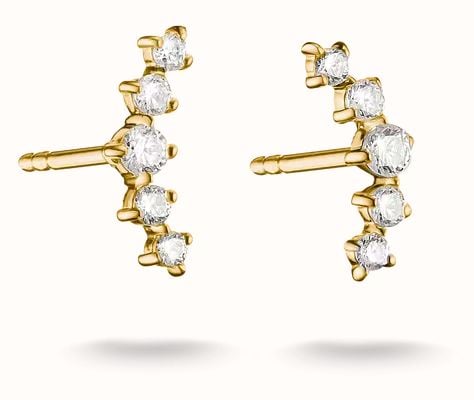 Thomas Sabo Classic Gold Plated Stud Earrings with white zirconia H2375-M01-14