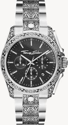 Thomas Sabo Rebel At Heart Skull (41mm) Black Dial / Stainless Steel Bracelet WA0377-201-203-41