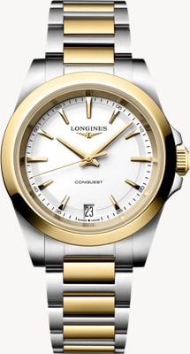 LONGINES Conquest Quartz (34mm) White Sandblasted Dial / Two-Tone Stainless Steel Bracelet L34603127