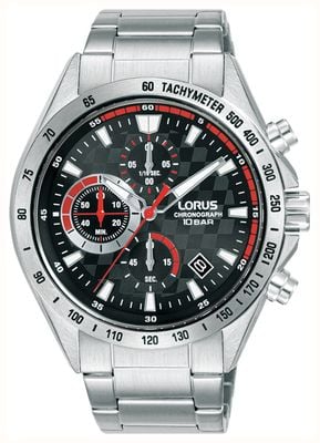 Lorus Men's Sports (43.5mm) Black Chronograph Dial / Stainless Steel Bracelet RM309JX9