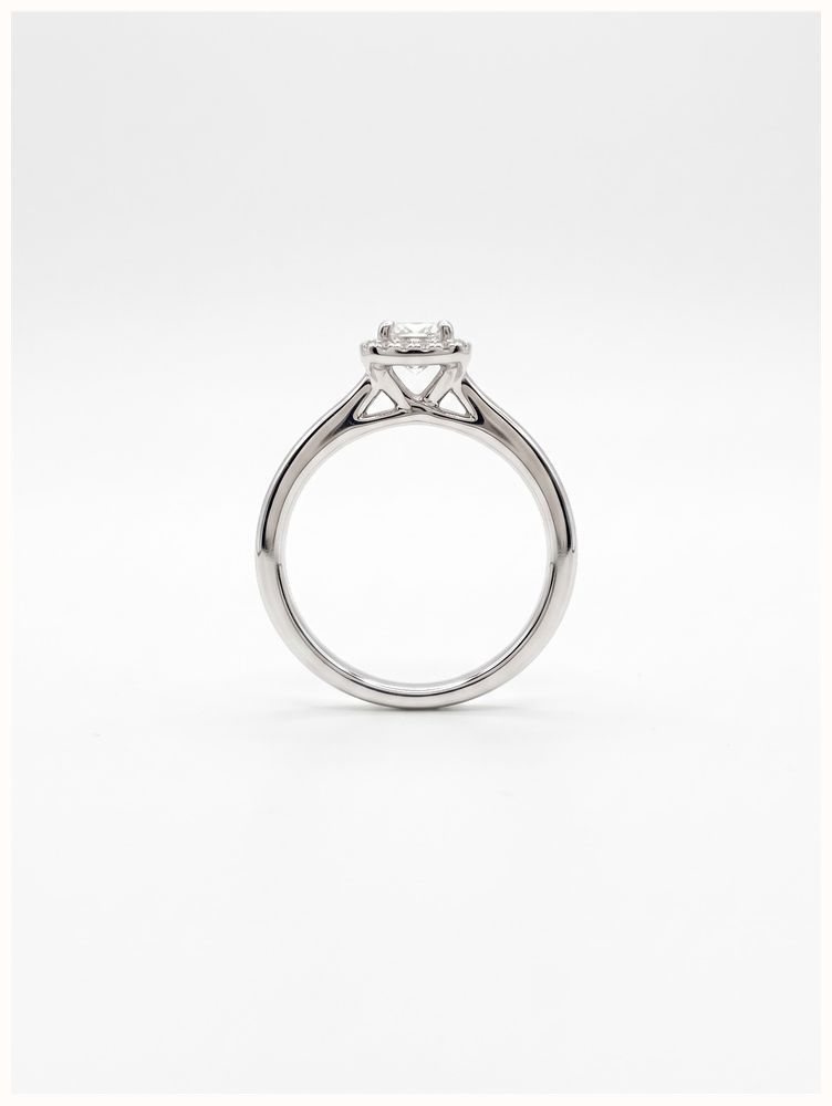 0.31ct Princess Natural Diamond Platinum Halo Ring ENG4981 - alternate view 3