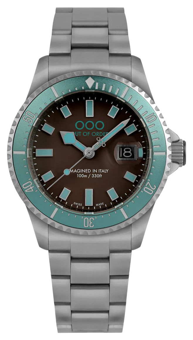 Out Of Order OOO.001-27.TU.MS.SS TURQUOISE AND BROWN Watch