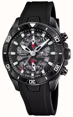 Lotus Vortex Quartz Chronograph (44mm) Black Transparent Dial / Black Rubber Strap L18945/6