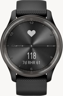 Garmin Vivomove Trend Slate Stainless Steel Bezel With Black Case And Silicone Band 010-02665-00