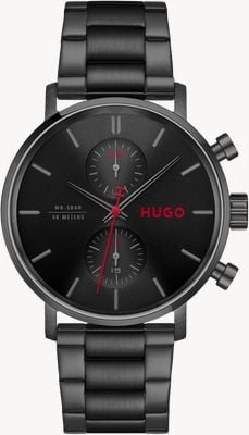 HUGO TAKEOFF / 43mm / Black Dial / Black Stainless Steel Bracelet 1530468