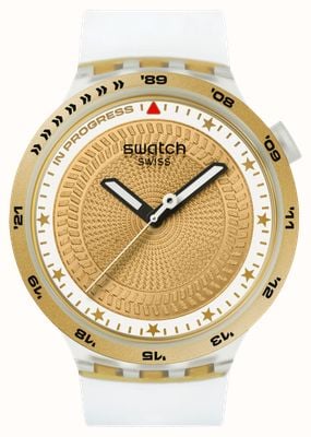 Swatch G-TURN (47mm) Gold Dial / Transparent Silicone Strap SB05K105